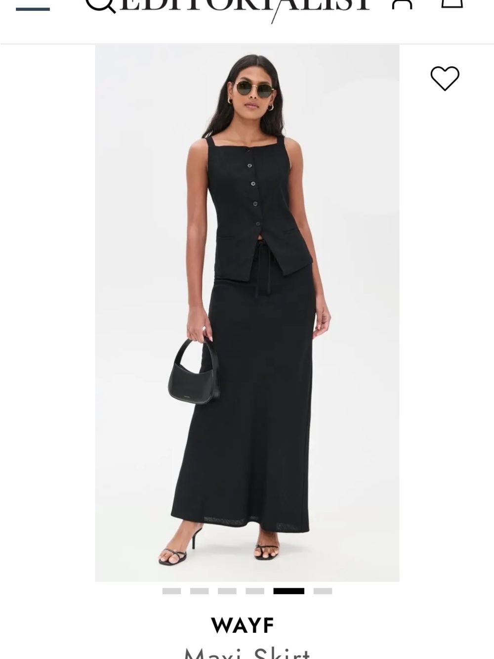 WAYF Black Linen Maxi Skirt: minimalist - Picture 1 of 8